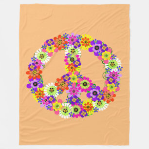 Couverture Polaire SYMBOLE DE LA PAIX FLEURIE EN Peach