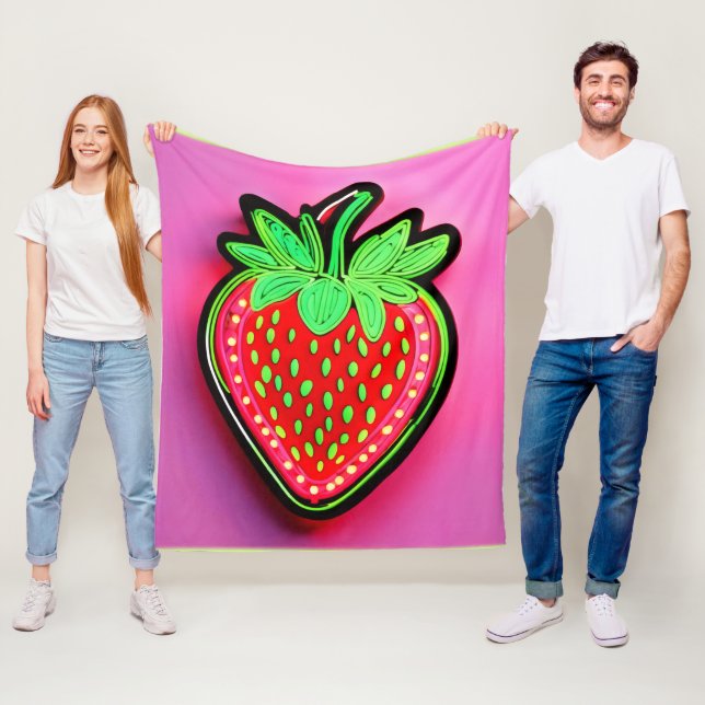 Couverture Polaire Symbole de néon de fraise vibre (En situation)