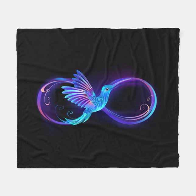 Couverture Polaire Symbole de Neon Infinity par Glowing Hummingbird (Devant (Horizontal))
