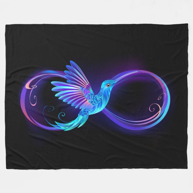 Couverture Polaire Symbole de Neon Infinity par Glowing Hummingbird (Devant (Horizontal))