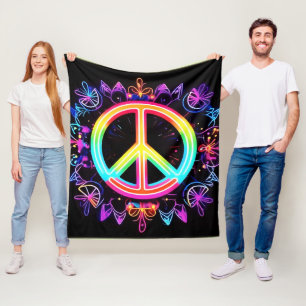 Couverture Polaire Symbole de paix arc-en-ciel Art
