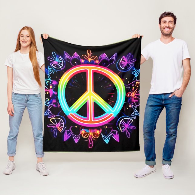 Couverture Polaire Symbole de paix arc-en-ciel Art (En situation)