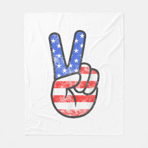 Couverture Polaire Symbole de paix du drapeau américain T-shirt quatr
