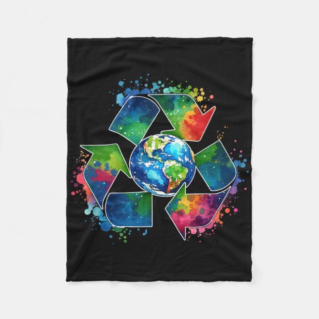 Couverture Polaire Symbole de recyclage avec la Terre support Jour de (Devant)
