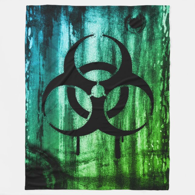 Couverture Polaire Symbole de risque biologique Noir Spraypaint vert (Devant)