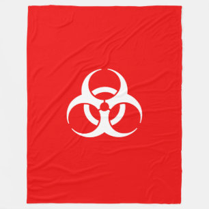 Couverture Polaire Symbole de risque biologique rouge et blanc