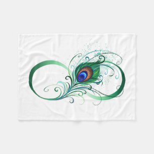 Couverture Polaire Symbole d'infini avec plume de paon