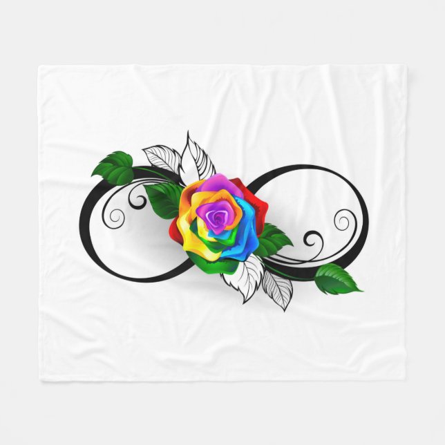 Couverture Polaire Symbole d'infini avec rose arc-en-ciel (Devant (Horizontal))