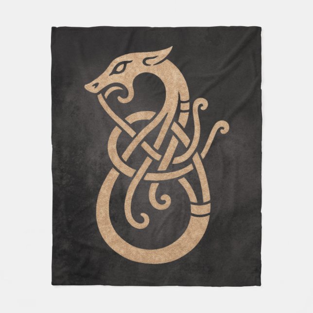 Couverture Polaire Symbole du nœud du serpent viking doré (Devant)