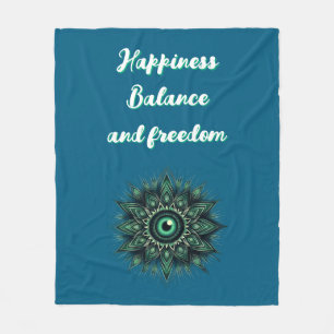 Couverture Polaire Symbole oculaire vert foncé du Monogramme sur bleu
