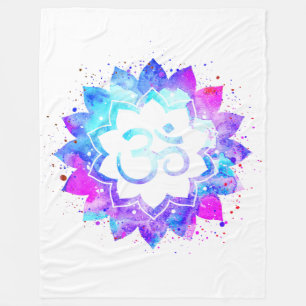 Couverture Polaire *~* Symbole OM Lotus Fleur Mandala White New Age