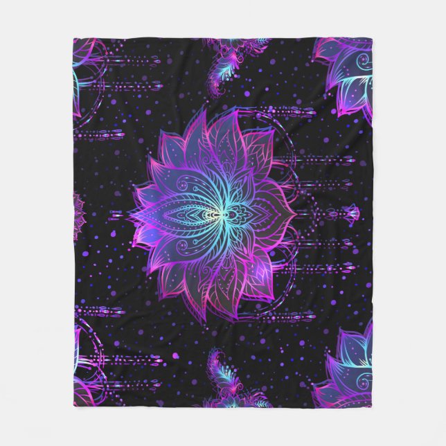 Couverture Polaire Symbole orange Lotus Fleur sans couture (Devant)