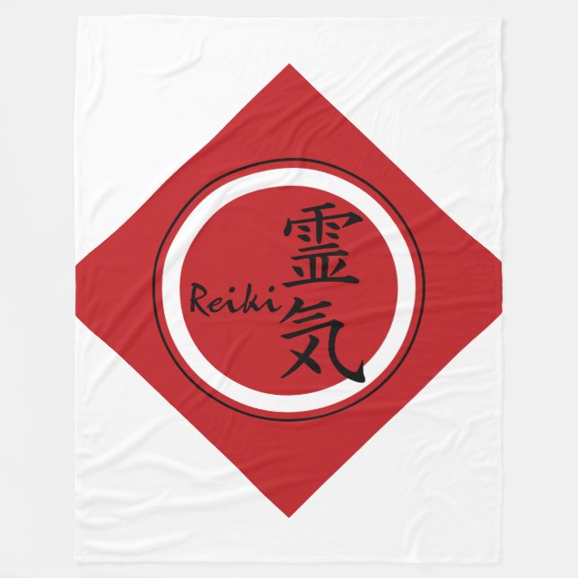 Couverture Polaire Symbole / Signer REIKI rouge noir + votre arrière  (Devant)