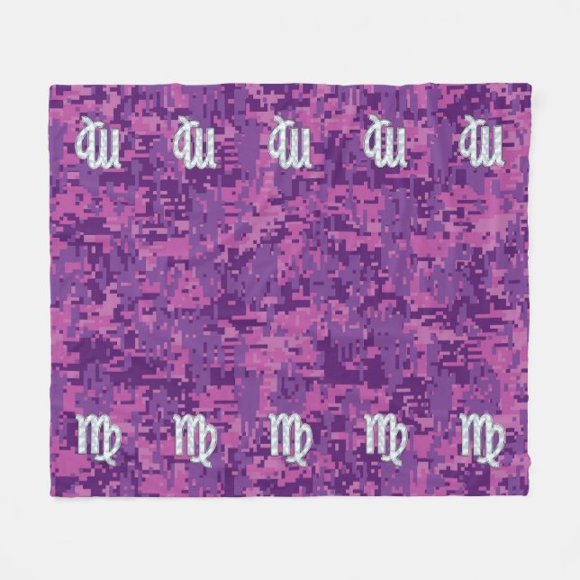 Couverture Polaire Symbole Virgo Zodiac Camouflage numérique Fuchsia  (Devant (Horizontal))