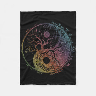 Couverture Polaire Symbole Yin Yang, Arbre de Vie, Tai Chi, Qigong, Y