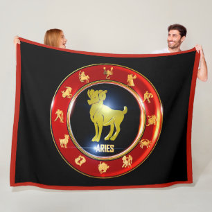 Couverture Polaire SYMBOLE Zodiaque Aries Astrologie Fleece Blanche