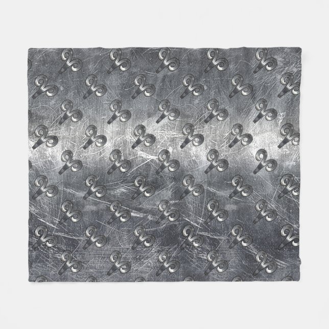 Couverture Polaire Symbole Zodiaque Aries en Grunge style désorganisé (Devant (Horizontal))