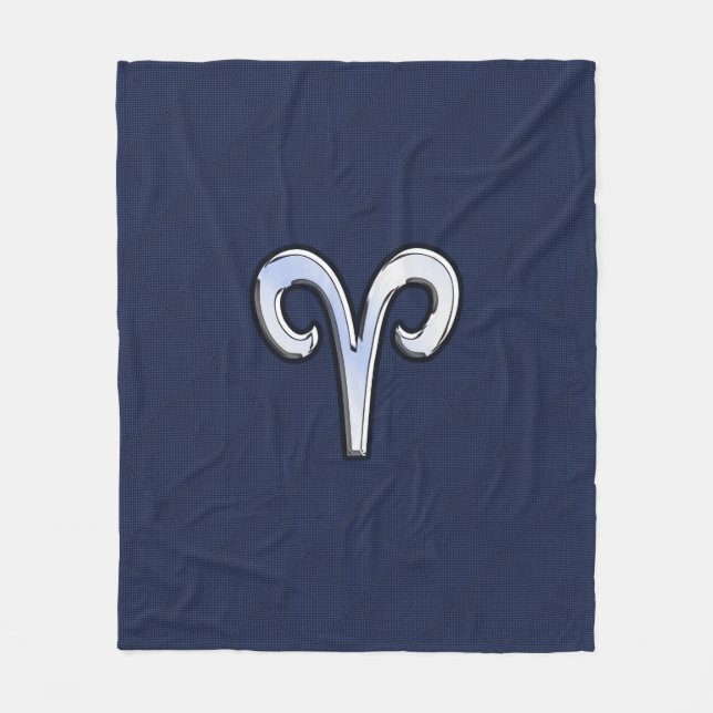 Couverture Polaire Symbole Zodiaque moderne Aries bleu Carbone Fibre  (Devant)