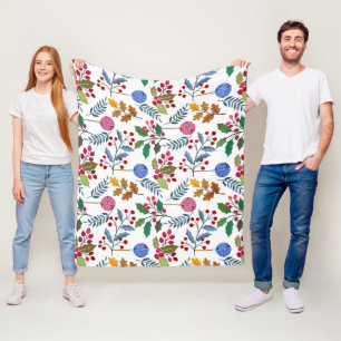 Couverture Polaire Symboles de Noël colorés motif