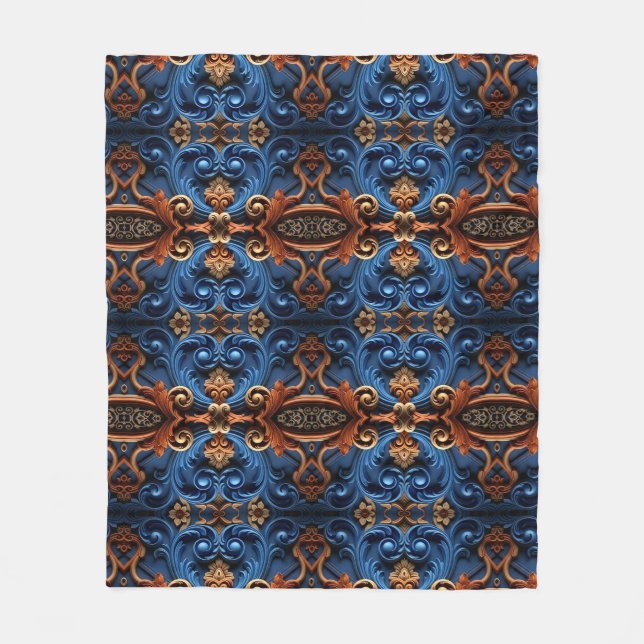 Couverture Polaire Symétrie florale baroque ornée (Devant)
