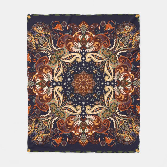 Couverture Polaire Symétrique indien : Ornement ethnique Vintage (Devant)