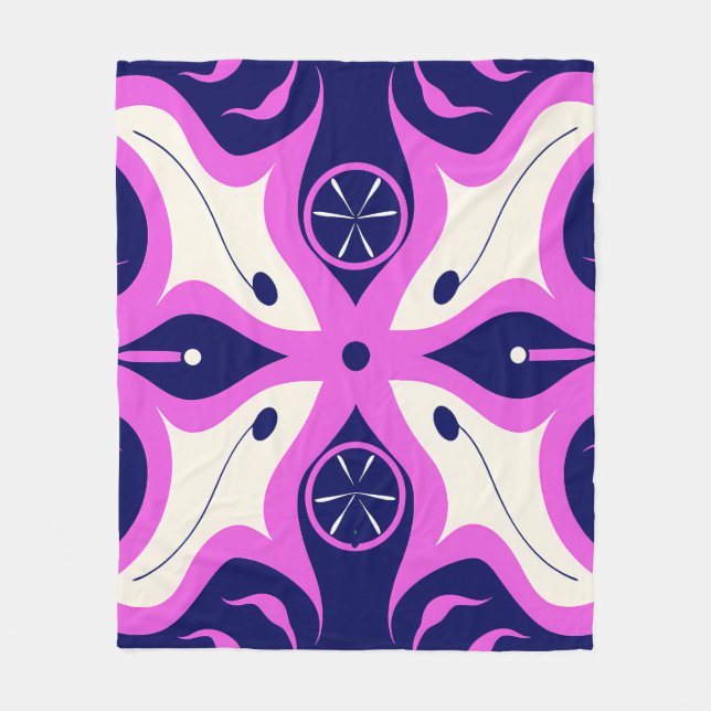Couverture Polaire Symmetrical Abstract Pattern in Purple and White (Devant)