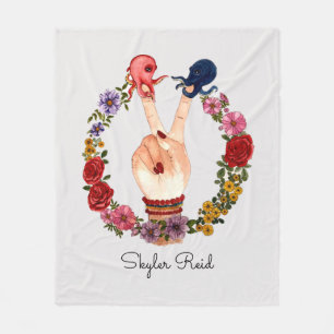Couverture Polaire Sympathique couleur Boho Aquarelle Octopus Peace S