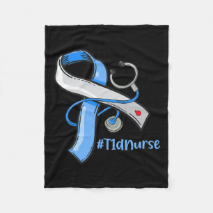 Couverture Polaire T1d Infirmière Bleu Ruban Stethoscope Diabète