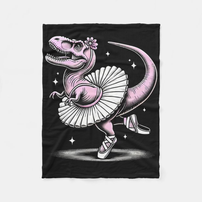 Couverture Polaire T-Rex dansant en tutu et pantoufles (Devant)