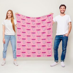 Couverture Polaire T-Rex Dinosaure Cartoon Rose Mignon Et En Colère