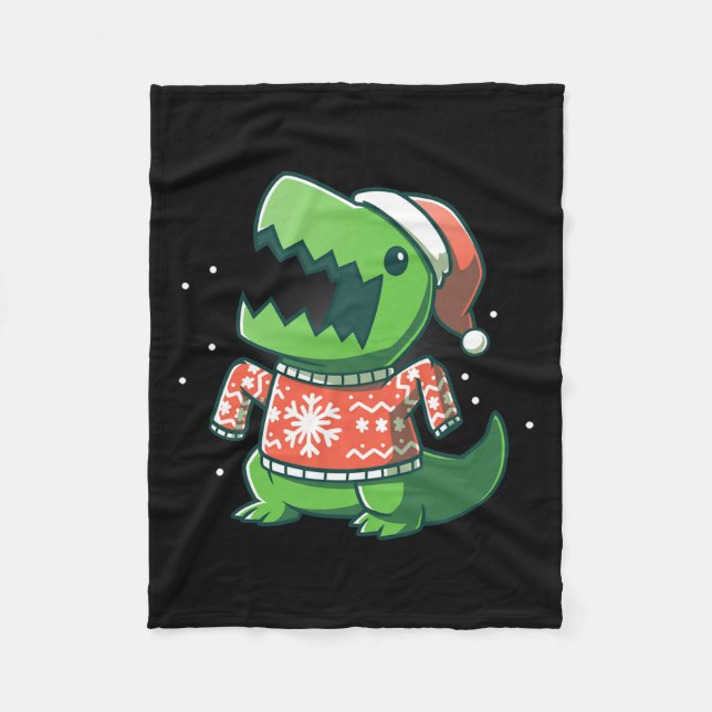 Couverture Polaire T-rex Noël Amusement Dinosaure Ugly Saurus  (Devant)