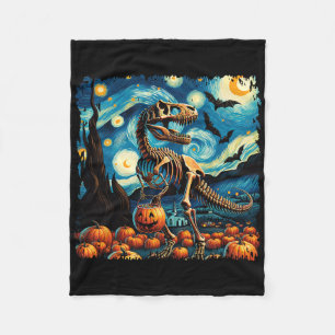 Couverture Polaire T-rex Skeleton Halloween Van Gogh Starry Night Fal