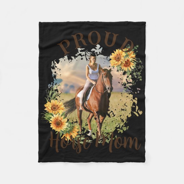 Couverture Polaire T Shirt Accenté de Texte de Photo de Cheval de Com (Devant)
