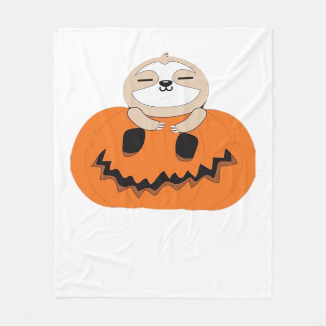 Couverture Polaire T-shirt Citrouille Halloween Sloth Classic (Devant)