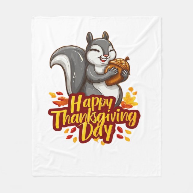 Couverture Polaire T-shirt classique Bon thanksgiving mignon écureuil (Devant)