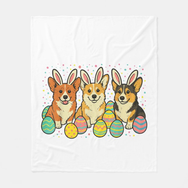 Couverture Polaire T-Shirt de Pâques Corgi_1 (Devant)