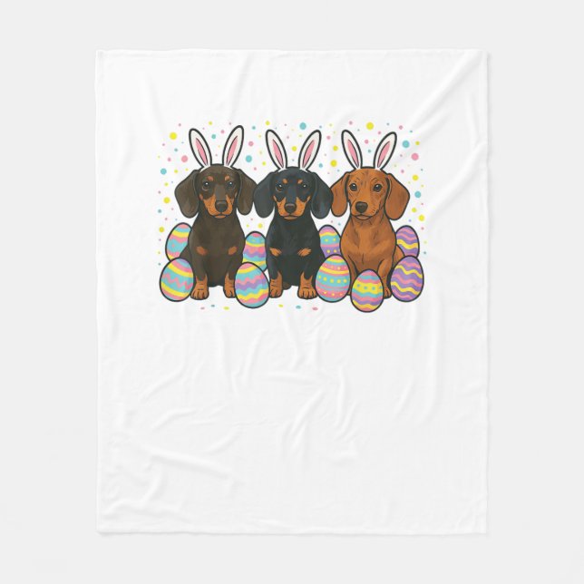 Couverture Polaire T-Shirt de Pâques teckel (Devant)