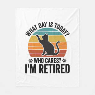 Couverture Polaire T-Shirt Dessin Citation Drôle de Chat Retraité Cou