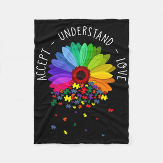 Couverture Polaire T-shirt Floral de sensibilisation à l'autisme Mama
