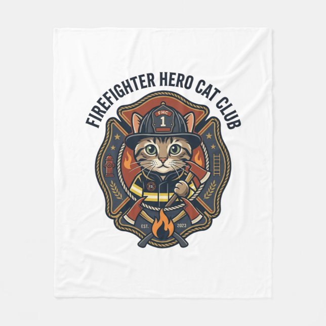 Couverture Polaire T-shirt graphique chat héros pompier - Feu (Devant)