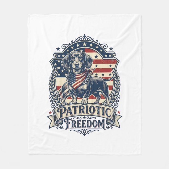 Couverture Polaire T-shirt graphique vectoriel de teckel patriotique_ (Devant)