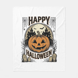 Couverture Polaire T-shirt Halloween Citrouille Cimetière Vintage Art