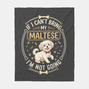 Couverture Polaire T-shirt Maltais chien n'allez pas rouge noeud papi