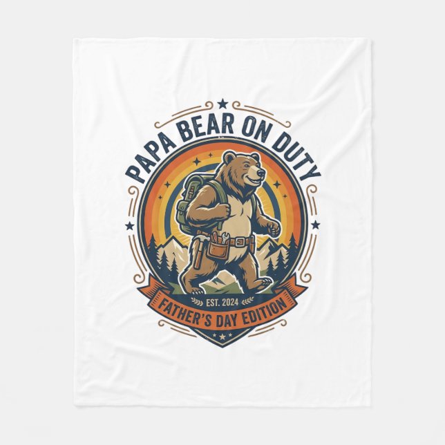 Couverture Polaire T-shirt Papa Ours en service pour la fête des père (Devant)