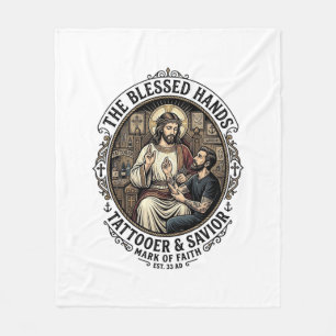 Couverture Polaire T-Shirt Studio de Tatouage d'Artiste Jésus Inspira