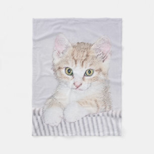 Couverture Polaire Tabby Orange Kitten Peinture - Art Chat original