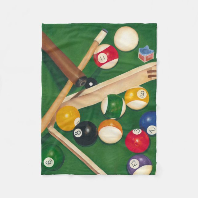 Couverture Polaire Table de billard Lifelike avec boules et craie (Devant)