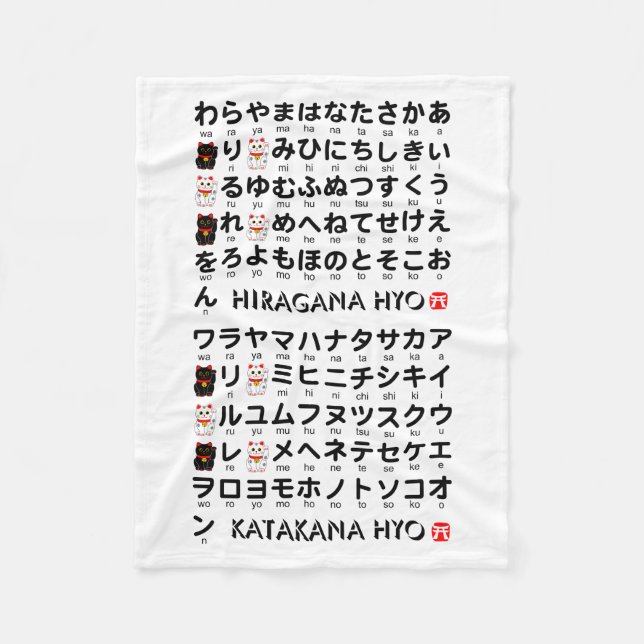 Couverture Polaire Table japonaise Hiragana & Katakana (Lucky cat) (Devant)