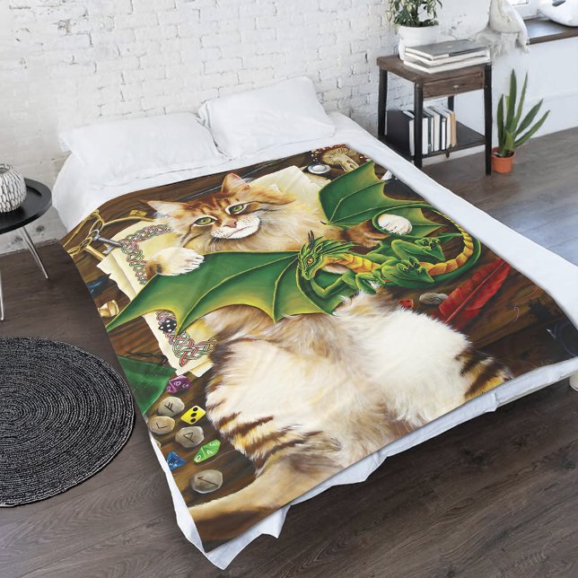 Couverture Polaire Table Top Jeu Dragon Chat (Créateur téléchargé)
