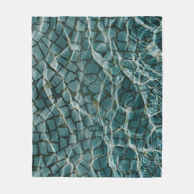 Couverture Polaire Tableau abstrait bleu et blanc (Devant)